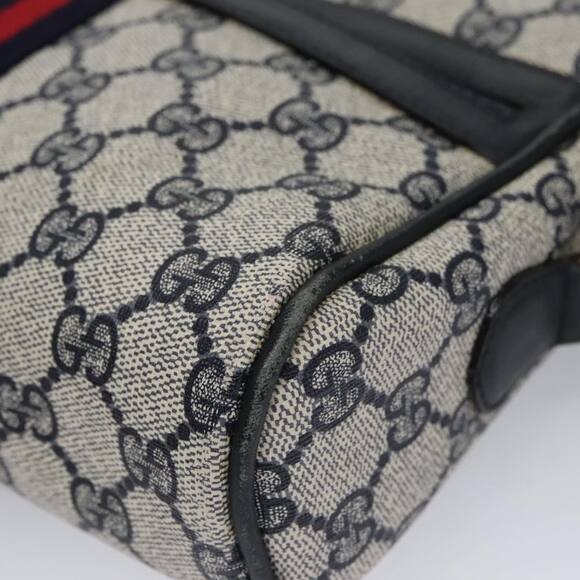 GUCCI GG Supreme Sherry Line Shoulder Bag Pvc Leather Navy Red - Picture 10 of 16